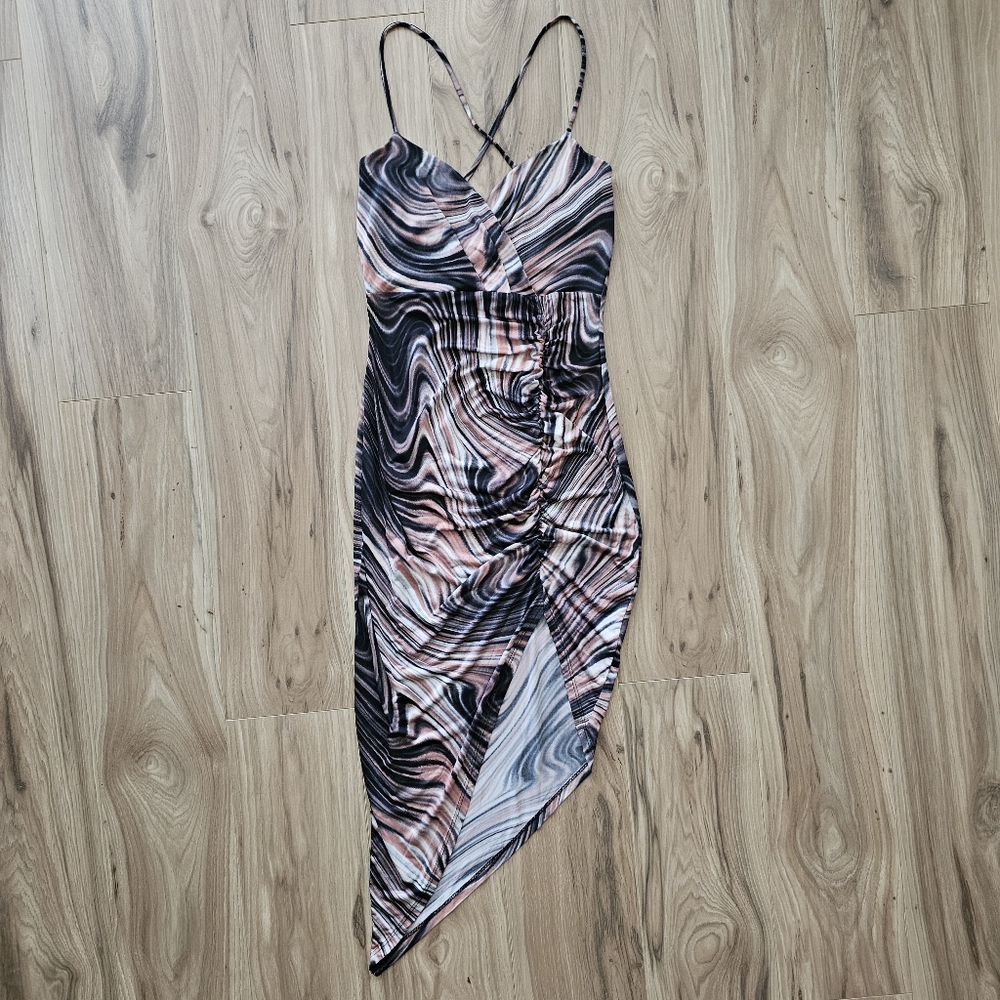 Windsor Y2K Marble Print Asymmetrical Dress Size Medium